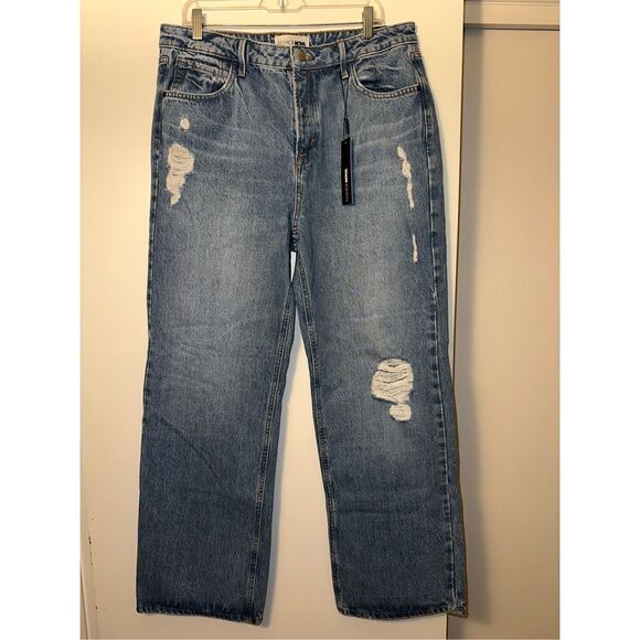 Fashion Nova Size 15 Perfect Timing Straight Leg Jeans Distressed NWT - Picture 1 of 7